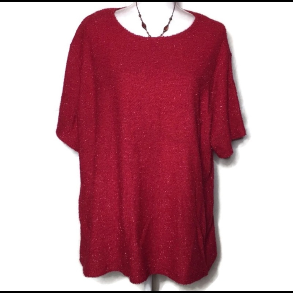 Kathie Lee Red Short Sleeve Sweater NWOT SZ 22/24W